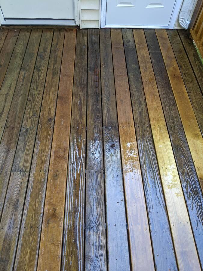 Restored wood deck after professional deck cleaning in Eden NC