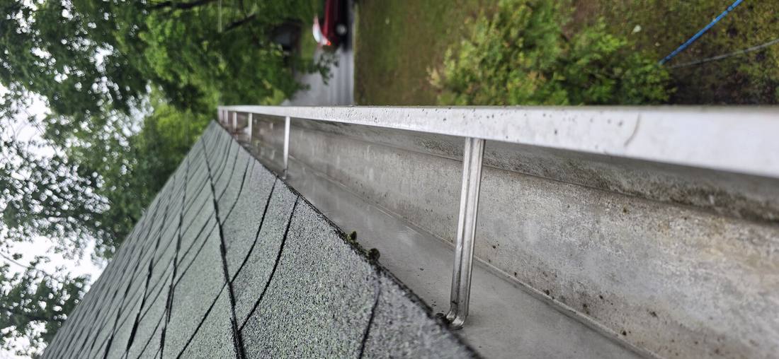 Clean white gutters after professional gutter brightening in Eden NC